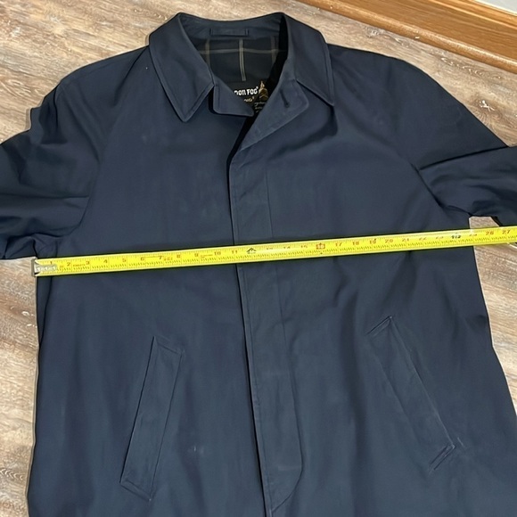 London Fog Navy Blue Trench Coat Men's Size 42 Long Overcoat Rothschild's - Picture 11 of 15